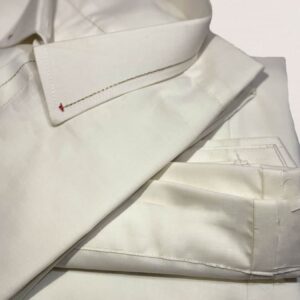 Ivory Off-White Cotton Kameez Shalwar Premium & Contrast Buttons